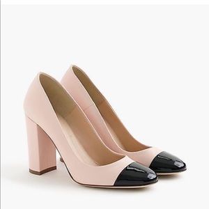 JCrew Lena leather pumps with patent cap toe - 7.5